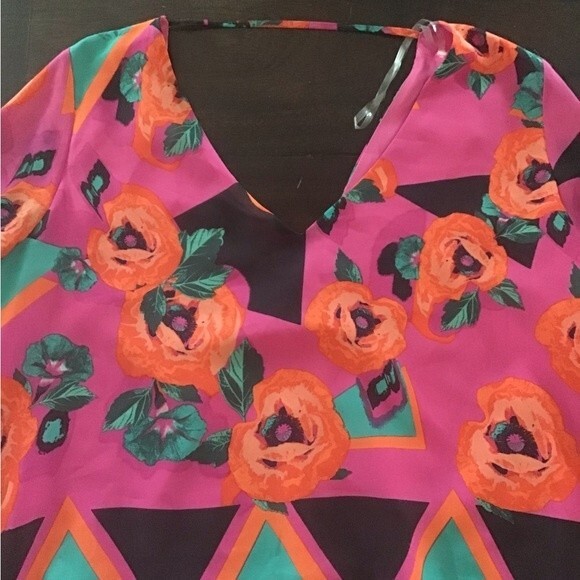 Bisou Bisou Floral Oversized Blouse XS - Picture 2 of 6